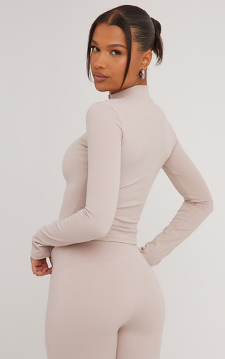 トップス SULLEN HIGH NECK asymmetry ZIP-UP TOP High Neck Long Sleeve Zip Front Asymmetric Sculpt Top In