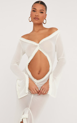★人気【Project G/R】★INSIDE OUT LONG SLEEV.E★IVORY Project Cece | Ivory Long Sleeve Backless Dress