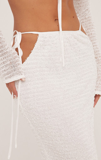 【即発送可能】 Skirt Maxi Detail Side Tie Out Cut In Shoes EGO | Texture White バッグ