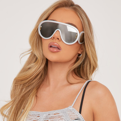 くらしを楽しむアイテム Around Wrap Oversized Detail Side Aviator In Sunglasses パンツ