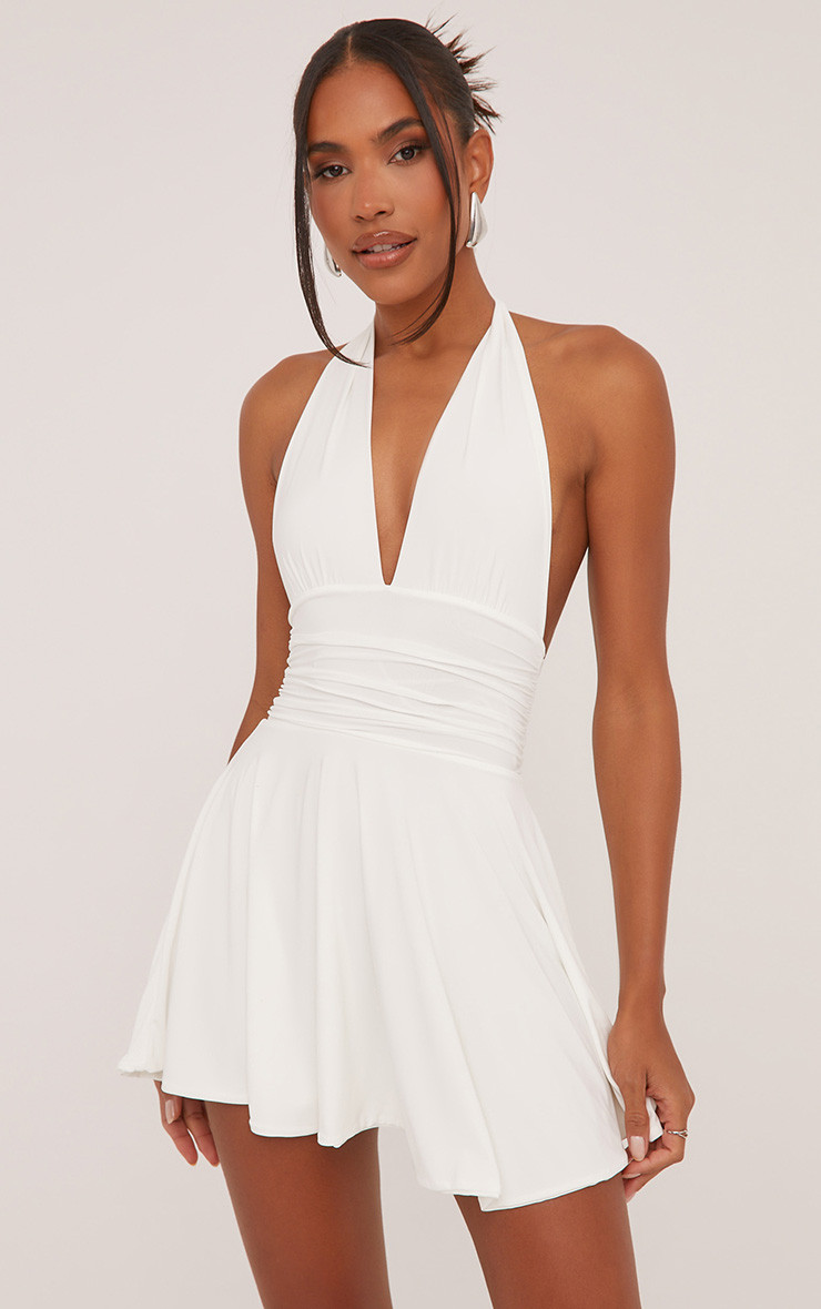 Plunge halterneck dress
