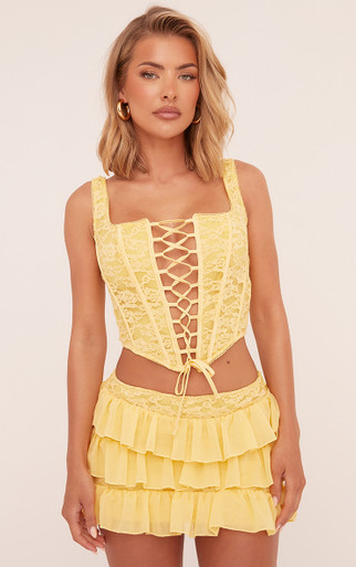 ROLAROLA★大人気★LACE POINTED PLEATS MINI SKIRT Ruffled Mini Skirt With Belt Embellishment