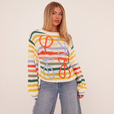 美品★ SWELL STRIPE KNIT Half and Half Oversized Stripe Sweater | Krush Kandy