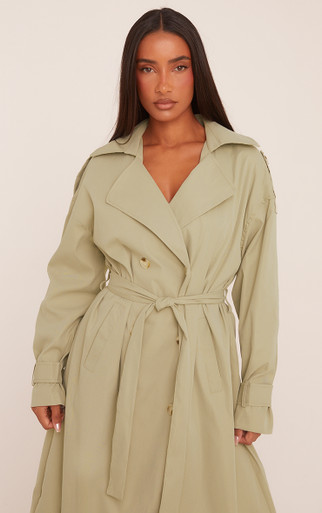 Button Front Trench Coat In Sage Green | EGO US | EGO