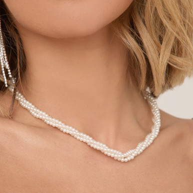 Twisted Pearl Detail Necklace In Cream | EGO Shoes