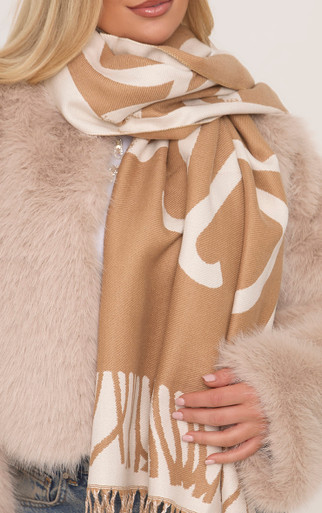 Swirl Detail Oversized Scarf In Beige | EGO US | EGO