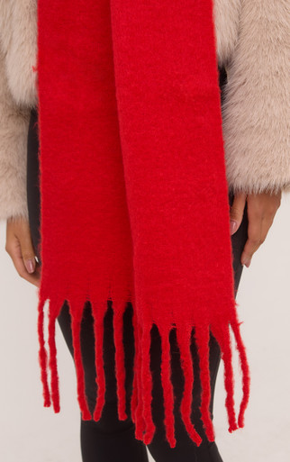 Oversized Fringe Hem Scarf In Red | EGO US | EGO
