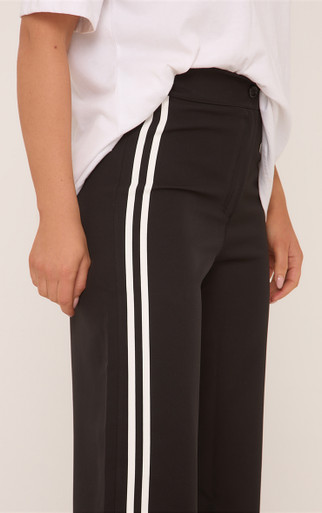 High Waist Stripe Side Straight Leg Tailored Trousers In