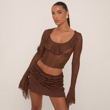 【yo BIOTOP】sheer tight skirt brown 21-11-24-
