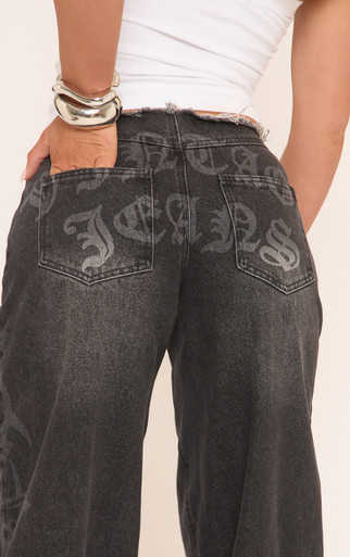 【SCENERITY】Black Low Wide Jeans Justalwart Low Rise Jeans for Women Baggy Black (US 0-2) at