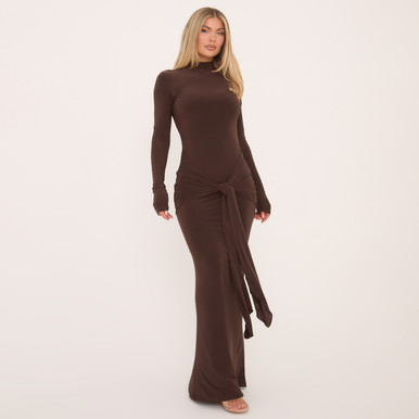 chinese dress ladies ALIX MAXI TIE FRONT DRESS - NAVY