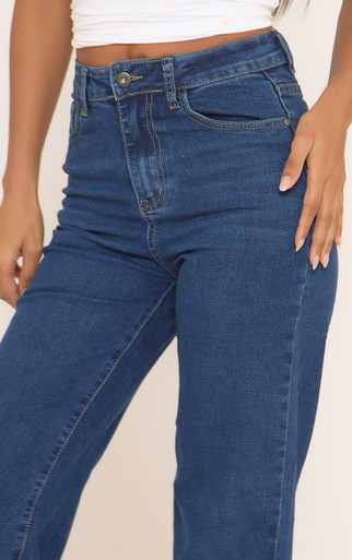 【KOOLOSET】Dark Blue Wide Denim Dark Blue Wide Denim - kooloset