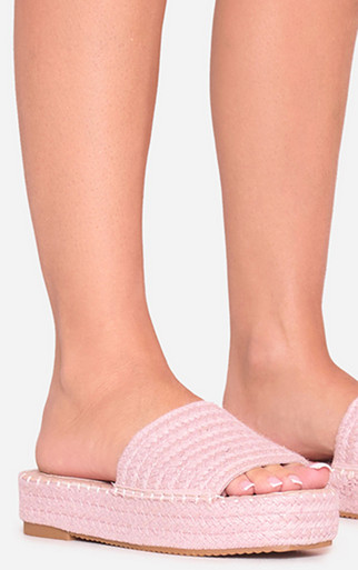 Comission Open Toe Flatform Sandal In Pink Woven | EGO Shoes