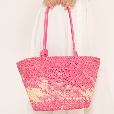 Volvic Swirl Detail Beach Bag In Pink Woven | EGO Shoes
