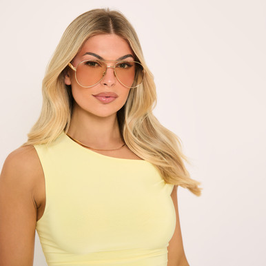 EGO Aviator Sunglasses with Gold Frame Small BRAND NEW - 100% UV Oversized Gold Frame Yellow Tinted Lense Aviator Sunglasses  main image 2