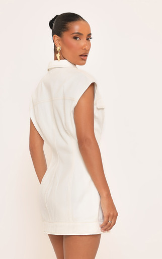 inc white denim dress Vestido Mini de Mezclilla Raven Stretch - Lavado Blanco