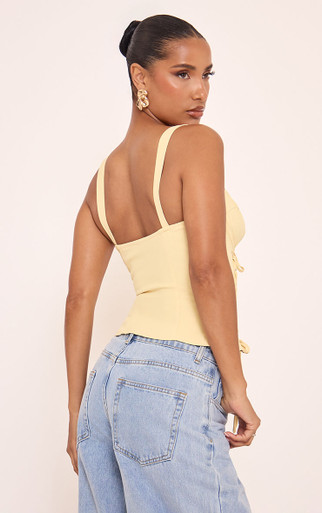 Sleeveless Lace Drape Detail Corset Top In Yellow | EGO US | EGO