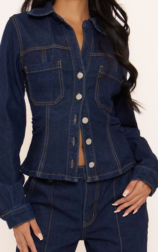 ジャケット・アウター YILON Cinched waist midi coat NAVY cn56561952.jpg