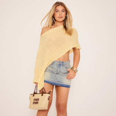 【dium.】DU240712 Design shoulder tops DG2 by Diane Gilman Printed Burnout Knit Dolman-Sleeve Top