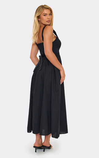 black midi skater dress BLACK SKATER MIDI DRESS