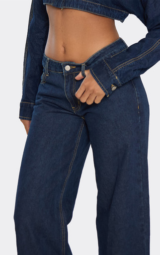 Extreme Low Rise Wide Leg Fit Jeans In Indigo Denim | EGO US | EGO