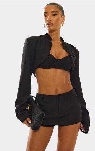 Long Sleeve Super Crop Blazer In Black | EGO US | EGO