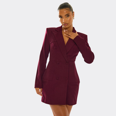 blazer dress burgundy 2409: Burgundy Blazer Dress