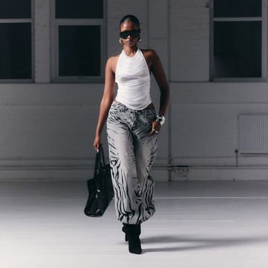 Mid Rise Wide Leg Jeans In Washed Grey Zebra Denim | EGO US | EGO