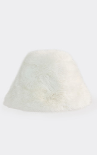 Oversized Chunky Bucket Hat In Cream Faux Fur | EGO US | EGO