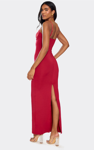 sachin and babi light blue dress Wine Lace Plunge Halterneck Maxi Dress | Dresses main image 0