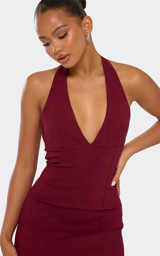 public desire burgundy dress Asymmetric One Shoulder Slinky Burgundy Mini Dress