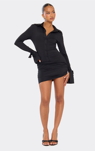 chinese dress ladies Women's Roll Up Long Sleeve Button Down Shirt Dress Casual Loose Front  Split Work Business Dressy Midi Dresses with Belt Black at Amazon Women's  Clothing store main image 0