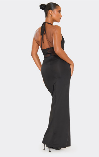 chinese dress ladies Sequin Halter Neck Sleeveless Cut-Out Ruched Detail Maxi Dress main image 0