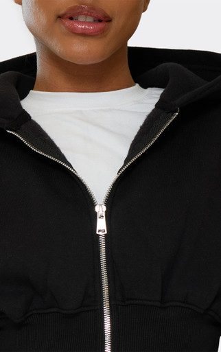 Zip Through Cropped Hoodie In Black | EGO UK | EGO