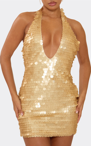 rose gold chain strap sequin plunge bodycon dress Rose Gold Sequin Chain Choker Mini Dress