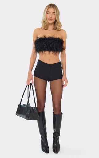 Bandeu Crop Top In Black Feather | EGO US | EGO
