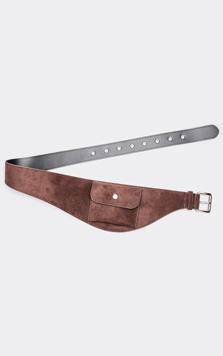 Albee Pouch Detail Belt Bag In Brown Faux Suede | EGO US | EGO