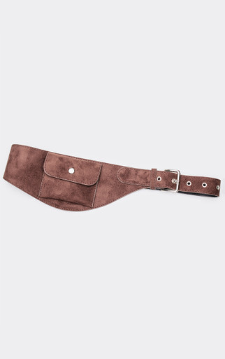 Albee Pouch Detail Belt Bag In Brown Faux Suede | EGO US | EGO
