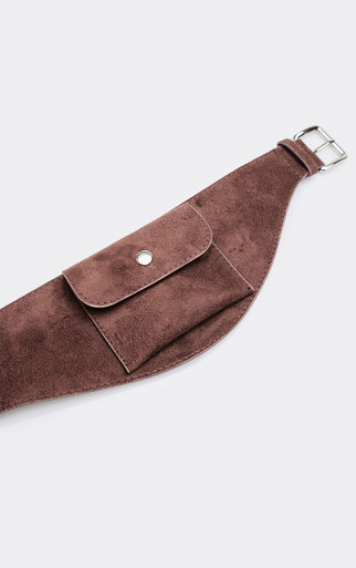 Albee Pouch Detail Belt Bag In Brown Faux Suede | EGO US | EGO