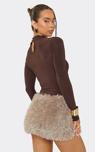 Mid Rise Mini Skirt In Grey Faux Fur | EGO EU | EGO