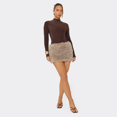 Mid Rise Mini Skirt In Grey Faux Fur | EGO EU | EGO