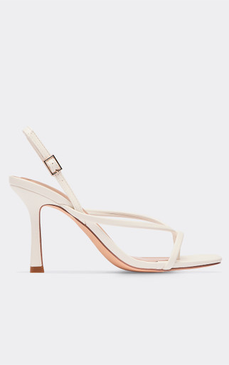Zaynah Strappy Square Toe Slingback Heel In White Faux Leather