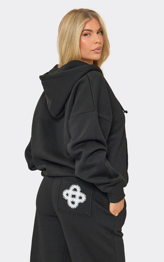 Swirl Graphic Zip Up Oversized Sweatshirt In Black | EGO US | EGO