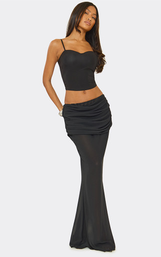 Low Rise Drape Panel Detail Maxi Skirt In Chiffon | EGO US | EGO