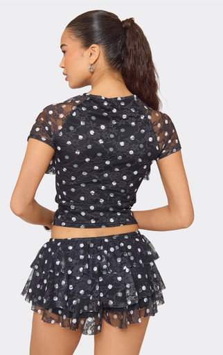 【FEKETE】polka dot frill shorts MakeMeChic Women's Polka Dots Ruffle Shorts Y2k Micro Bubble