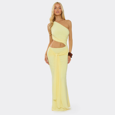slim fit dress slacks Petal and Pup Women's Kleo One Shoulder Maxi Dress