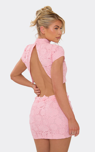 High Neck Cap Sleeve Top In Pink Floral Texture | EGO EU | EGO