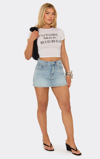 Short Sleeve Future Mrs Bieber Graphic Baby Tee In White | EGO US