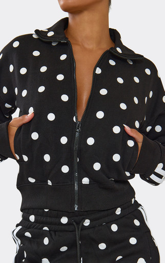 Long Sleeve Side Stripe Zip Up Jacket And Shorts Co-Ord Set In