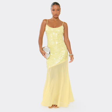 adrianna papell bridesmaid dresses near me Mermaid Off-the-Shoulder Long Yellow Bridesmaid Dress with Slit –  FancyVestido main image 1